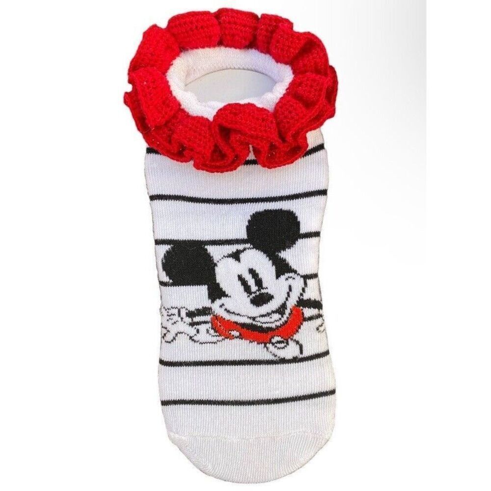 🎀2/$20🎀 Hand Crocheted Ruffle Mickey Mouse Ankle Socks- Shoe Size 4-10 Women’s